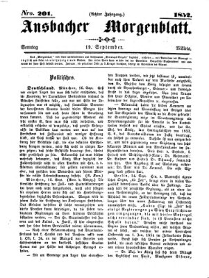 Ansbacher Morgenblatt Sonntag 19. September 1852