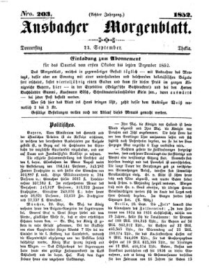 Ansbacher Morgenblatt Donnerstag 23. September 1852