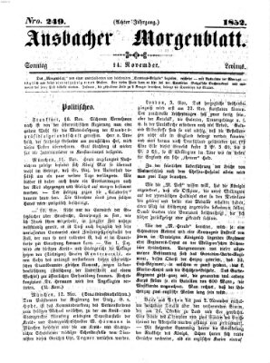 Ansbacher Morgenblatt Sonntag 14. November 1852