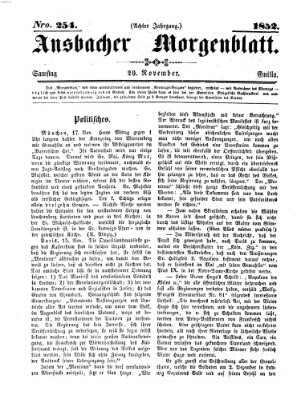 Ansbacher Morgenblatt Samstag 20. November 1852