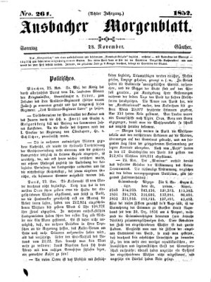 Ansbacher Morgenblatt Sonntag 28. November 1852