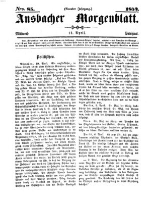 Ansbacher Morgenblatt Mittwoch 13. April 1853