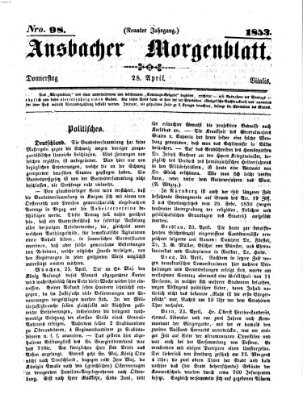 Ansbacher Morgenblatt Donnerstag 28. April 1853
