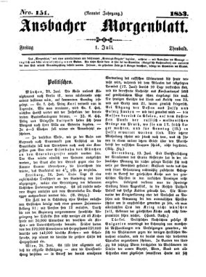 Ansbacher Morgenblatt Freitag 1. Juli 1853