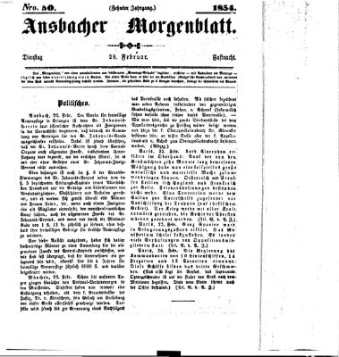 Ansbacher Morgenblatt Dienstag 28. Februar 1854