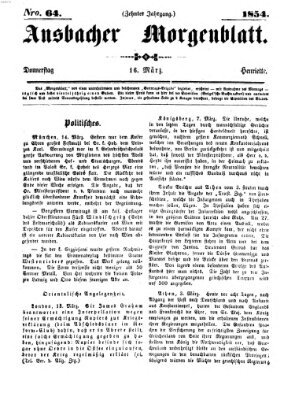 Ansbacher Morgenblatt Donnerstag 16. März 1854