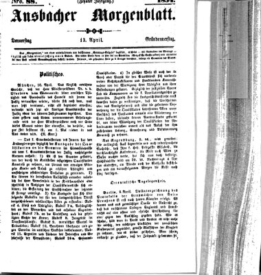 Ansbacher Morgenblatt Donnerstag 13. April 1854