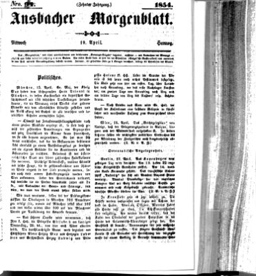 Ansbacher Morgenblatt Mittwoch 19. April 1854