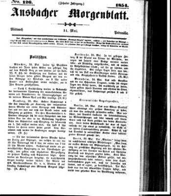 Ansbacher Morgenblatt Mittwoch 31. Mai 1854