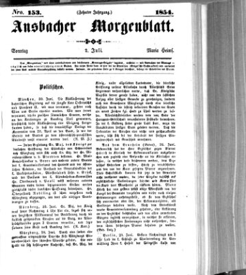 Ansbacher Morgenblatt Sonntag 2. Juli 1854