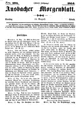 Ansbacher Morgenblatt Samstag 19. August 1854