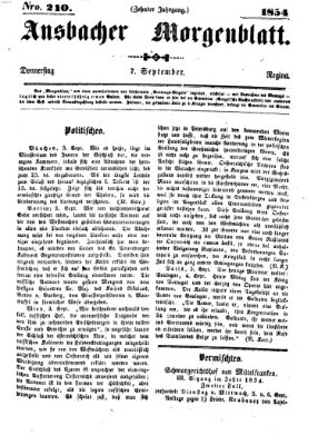 Ansbacher Morgenblatt Donnerstag 7. September 1854