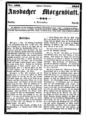 Ansbacher Morgenblatt Samstag 4. November 1854