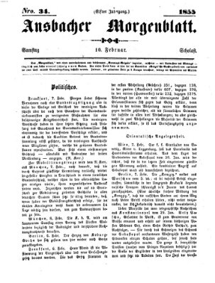 Ansbacher Morgenblatt Samstag 10. Februar 1855