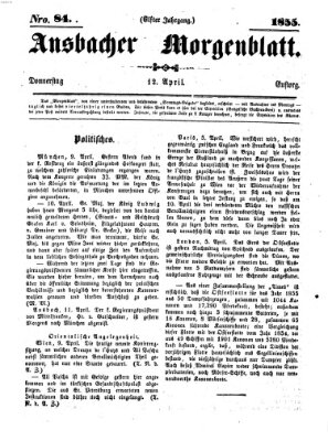 Ansbacher Morgenblatt Donnerstag 12. April 1855