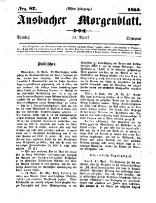 Ansbacher Morgenblatt Sonntag 15. April 1855