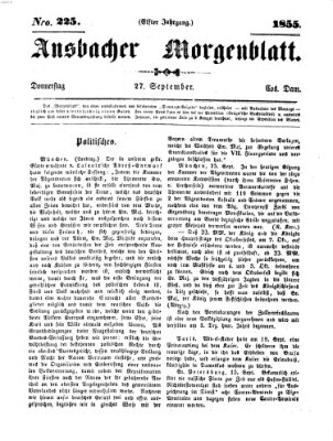Ansbacher Morgenblatt Donnerstag 27. September 1855