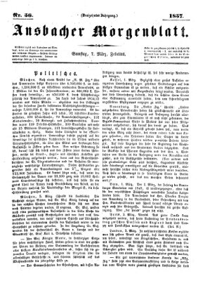 Ansbacher Morgenblatt Samstag 7. März 1857