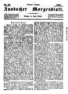 Ansbacher Morgenblatt Dienstag 28. April 1857