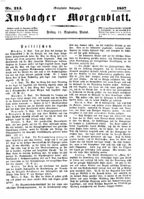 Ansbacher Morgenblatt Freitag 11. September 1857