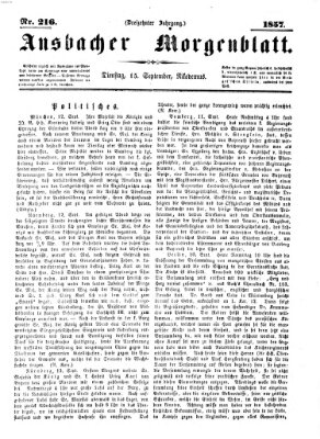 Ansbacher Morgenblatt Dienstag 15. September 1857