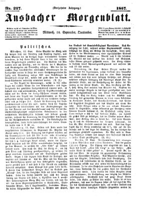 Ansbacher Morgenblatt Mittwoch 16. September 1857
