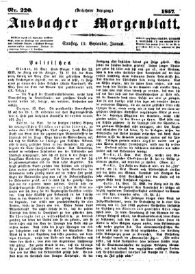 Ansbacher Morgenblatt Samstag 19. September 1857