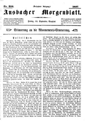 Ansbacher Morgenblatt Freitag 25. September 1857