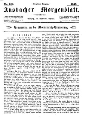 Ansbacher Morgenblatt Samstag 26. September 1857
