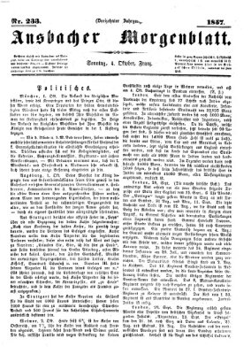 Ansbacher Morgenblatt Sonntag 4. Oktober 1857