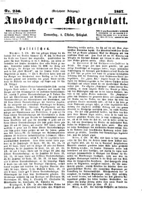 Ansbacher Morgenblatt Donnerstag 8. Oktober 1857