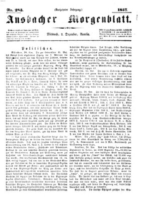 Ansbacher Morgenblatt Mittwoch 2. Dezember 1857