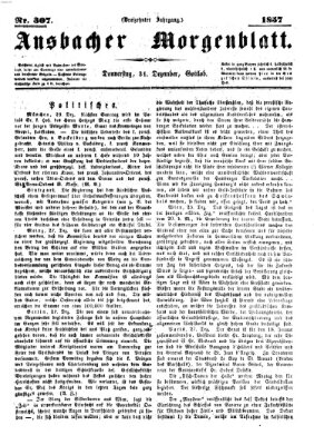 Ansbacher Morgenblatt Donnerstag 31. Dezember 1857