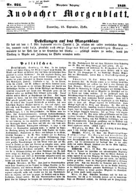 Ansbacher Morgenblatt Donnerstag 23. September 1858