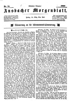 Ansbacher Morgenblatt Freitag 25. März 1859