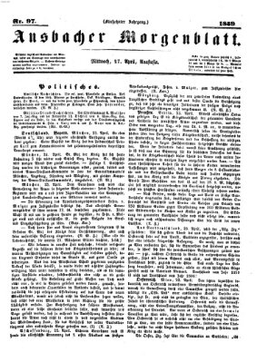 Ansbacher Morgenblatt Mittwoch 27. April 1859