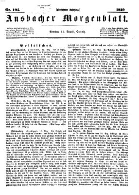 Ansbacher Morgenblatt Sonntag 21. August 1859