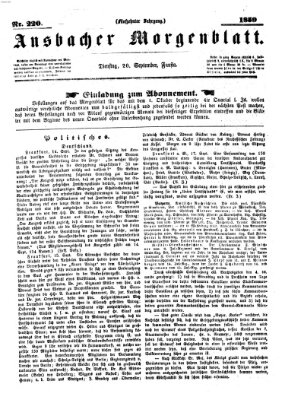 Ansbacher Morgenblatt Dienstag 20. September 1859