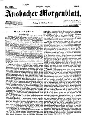 Ansbacher Morgenblatt Donnerstag 6. Oktober 1859
