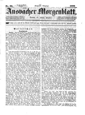 Ansbacher Morgenblatt Dienstag 31. Januar 1860