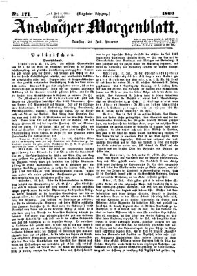 Ansbacher Morgenblatt Samstag 21. Juli 1860