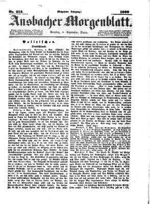 Ansbacher Morgenblatt Samstag 8. September 1860