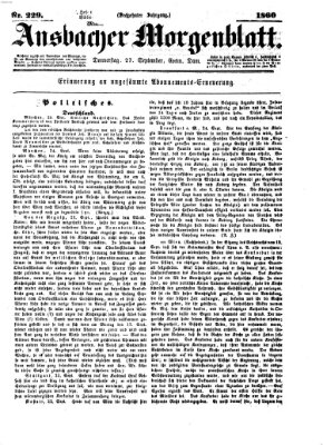 Ansbacher Morgenblatt Donnerstag 27. September 1860