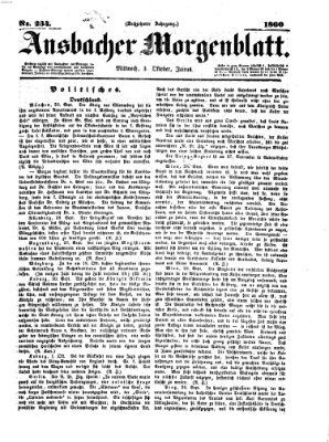 Ansbacher Morgenblatt Mittwoch 3. Oktober 1860