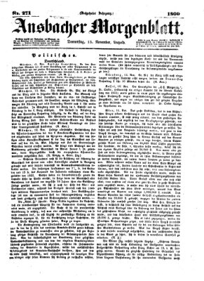 Ansbacher Morgenblatt Donnerstag 15. November 1860
