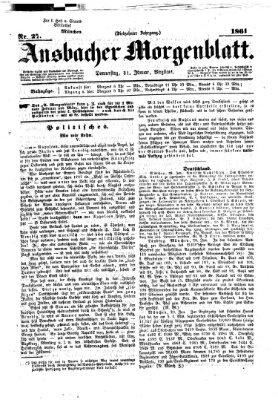 Ansbacher Morgenblatt Donnerstag 31. Januar 1861
