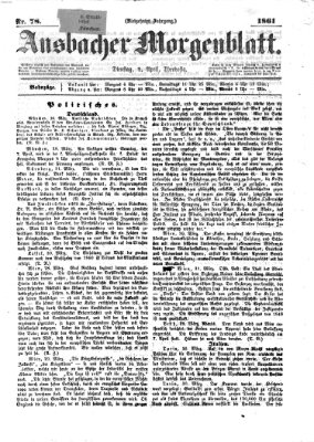 Ansbacher Morgenblatt Dienstag 2. April 1861