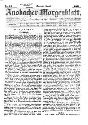 Ansbacher Morgenblatt Donnerstag 18. April 1861