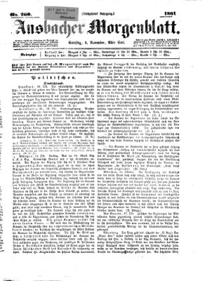 Ansbacher Morgenblatt Samstag 2. November 1861