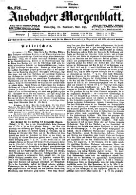 Ansbacher Morgenblatt Donnerstag 21. November 1861